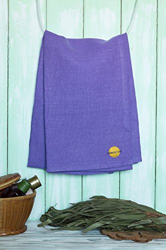 Harmony Idea Organic Soft Linen 100% Flax Bath Towels. Best quick dry Towel for travel, beach and pool. 28" X 58" (Violet)