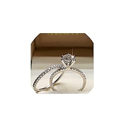 SWEETSHION 2PCS Couple Diamond Rings, Luxury