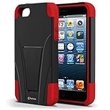 Vakoo BX-HQ1J-EO7L02 iPhone 5S/5 Case Shield Series Dual Layer Defender Shockproof Drop Proof High Impact Hybrid Armor Silicone Rugged Case for Apple iPhone SE 5 5s with Kickstand  Red/Black