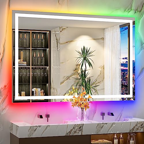 YEELAIT Inch RGB LED Bathroom Mirror Front