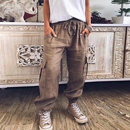CCatyam Plus Size Pants for Women, Trouser High Waist Legging Solid Sexy Loose Casual Fashion Brown - Thumbnail 4