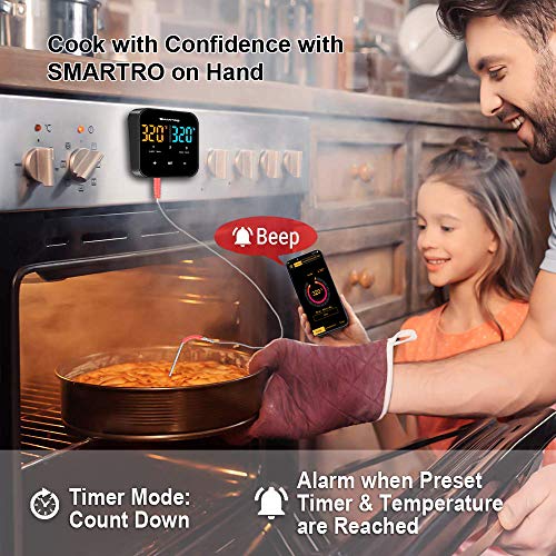 Wireless Meat Thermometer for Grilling, Bluetooth Digital Cooking Food Thermometer Instant Read with Probe for Smoker Oven Kitchen Candy BBQ Grill Thermometer Alarm Monitor Thermometers Timer