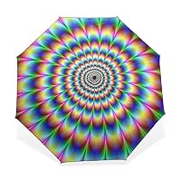 rngysdhj Umbrella,Sun Umbrella Optical Illusions Pattern Umbrella 3 Folding Automatic Rain Sun Protection UV Psychedelic Umbrella Drop Shipping