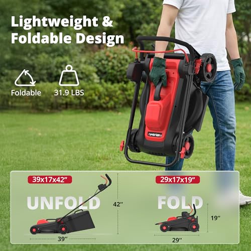 AMERISUN 14" 2IN1 Corded Electric Lawn Mower with 10-Gallon Collection Bag photo 12