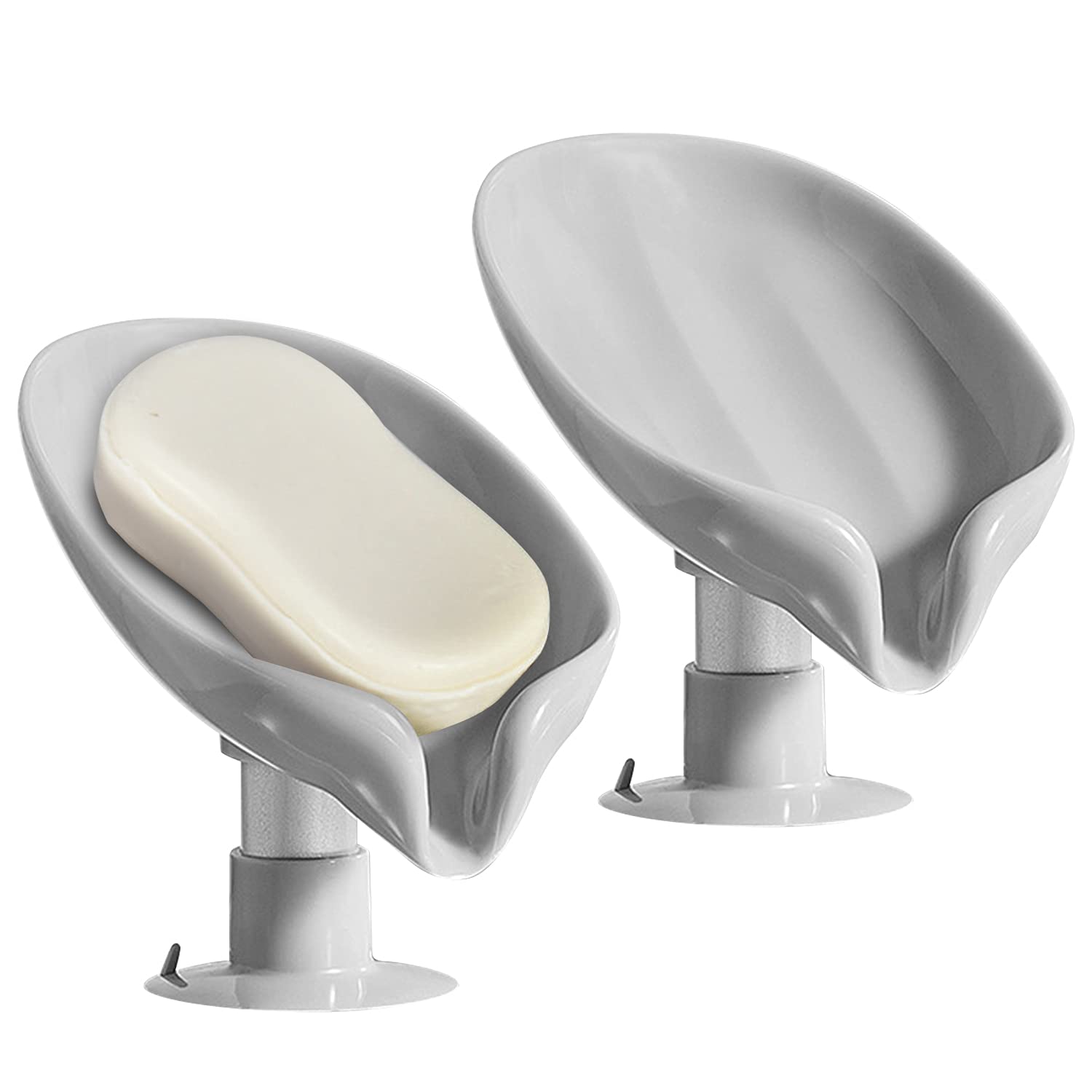 Photo 1 of 2 Pack Soap Holder Self Draining Soap Dish Sponge Holder Suction Cup Soap Dish Fast Draining Fast Drying Strong Suction Cup Adhesion for Bathroom Shower Kitchen Sink