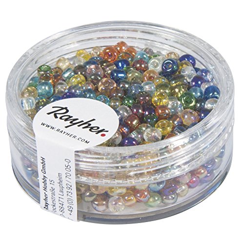 Rayher 1405849 Seed Beads 2.6 mm Diameter Transparent Lustre Mixed