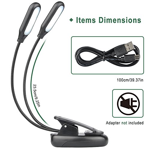 GLORIOUS-LITE 10 LED Book Light/Clip Light/Reading Light/Clip On Lamp/Music Stand Light/Portable Light Color Adjustable/USB and Battery Operated/Clip on Light for Bed,Travel, E-Reader,Desk,Computer