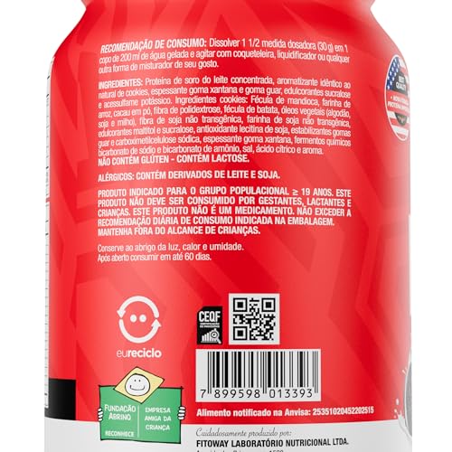 Whey Protein 100% Concentrado Pote 900g Sabor Cookies - Ftw Suplemento Alimentar, Proteína do Soro do Leite, Alto Valor Biológico