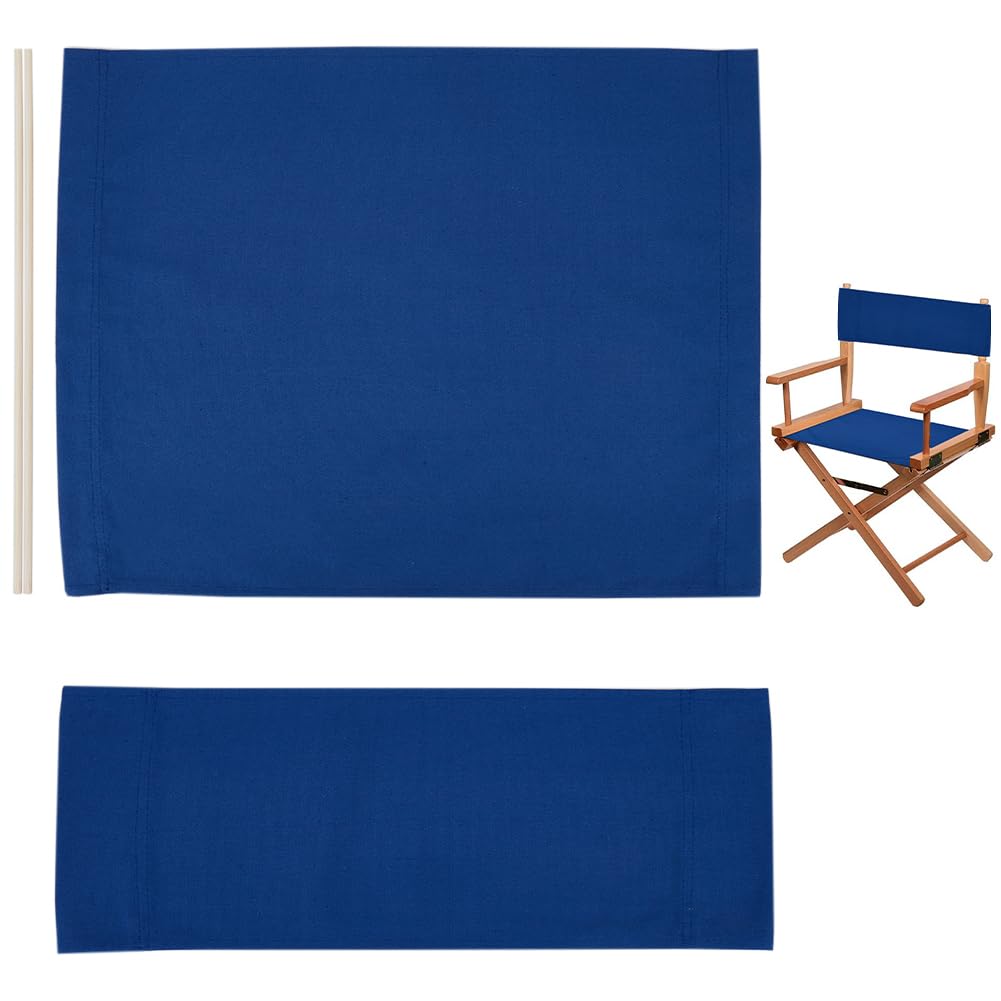 GORGECRAFT 1 Set Replacement Seat Cover for Directors Chair Marine Blue Directors Chair Cloth Cover Canvas Folding Seat and Back Cloth Kit with Wood Stick for Casual Makeup Home Garden Outdoors