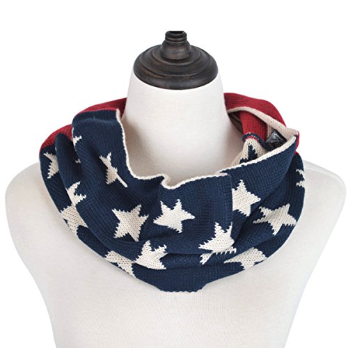 Unisex Soft Winter Stars & Stripes US Flag Style Infinity Loop Circle Scarf