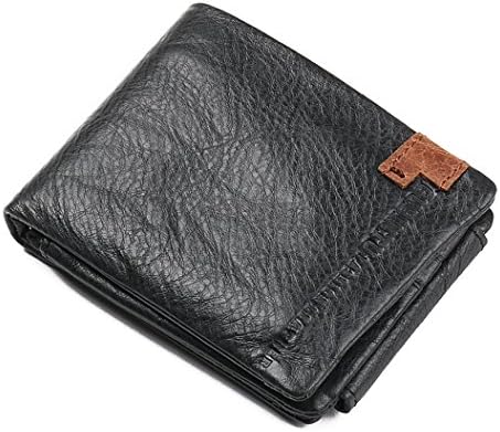 Vintage Brown Leather Trifold Wallet Men Black Zip Bifold Horizontal Wallet By Encantado