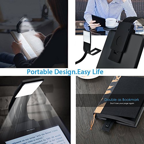 Book Light, LED Reading Lamp USB Rechargeable Flexible Night Reading Light 4 Level Brightness 360 Adjustable Clip on Work/Desk/Bed Lights for Amazon Kindle / eBook Reader / Book / iPad