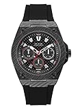 GUESS Men's Stainless Steel Casual Silicone Watch, Color: Black (Model: U1048G2)