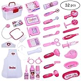 Doctor Play Kit Gift for Kids –Girls，Doctor Kit for Kids，Doctor Play Set with Nurse Clothing,Doctor Sets with Kids Doctor Toy Education Toys Girls Boys Gifts(32 Pieces)