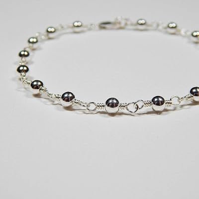 Beaded Rosary Bracelet in Sterling Silver