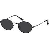 Fozono Small Retro Oval Sunglasses for Women Men Trendy Metal Sun Glasses Classic Shades FZN903