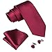 Burgundy Tie Set for Men Silk Wedding Tie Hanky Cufflinks