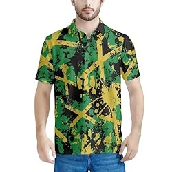 HUGS IDEA Jamaican Flag Print Short Sleeve Casual