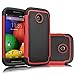 Motorola Moto E Case, Moto E 1st Gen Case, Tekcoo(TM) [Tmajor Series] [Red/Black] Shock Absorbing Hybrid Rubber Grip Plastic Impact Defender Rugged Slim Hard Case Cover Shell for Moto E 2014