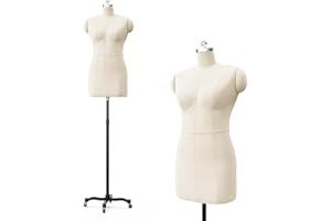 Bonnlo Female Sewing Mannequin, Size 18 Dress Form for Display and Tailor Design, Height Adjustable Torso with Stable Metal Base (Without arms, 18)