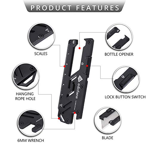 edcfans Utility Knife 5 in 1 Box Cutter/Pocket Knife with Bottle Opener