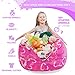 5 STARS UNITED Stuffed Animal Storage Bean Bag – Toy Storage Organizer and Bean Bag Chair for Kids Holds up to 90+ Plush Toys – Cotton Canvas Bags Cover for Boys and Girls Ages 4-11, Pink Princess