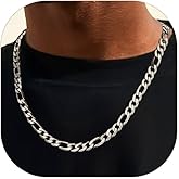 ChainsPro Silver/Gold Plated/Black Figaro Chain for Men Women, Men Necklace Chains, 4/6/9/13 mm, 14-30inch Stainless Steel Necklaces Hip Hop Chain- Send Gift Box