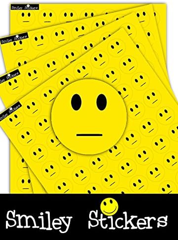 Smiley Stickers YELLOW Neutral Plain Faces, 700x STICKER PACK, Educational Face Sticky Coloured Marking Labels For Use By Teachers, Parents, and Children/Kids. Self-Adhesive 25mm Round Circular Sticky Printed Workbook/School Wall Chart/Multi-Purpose