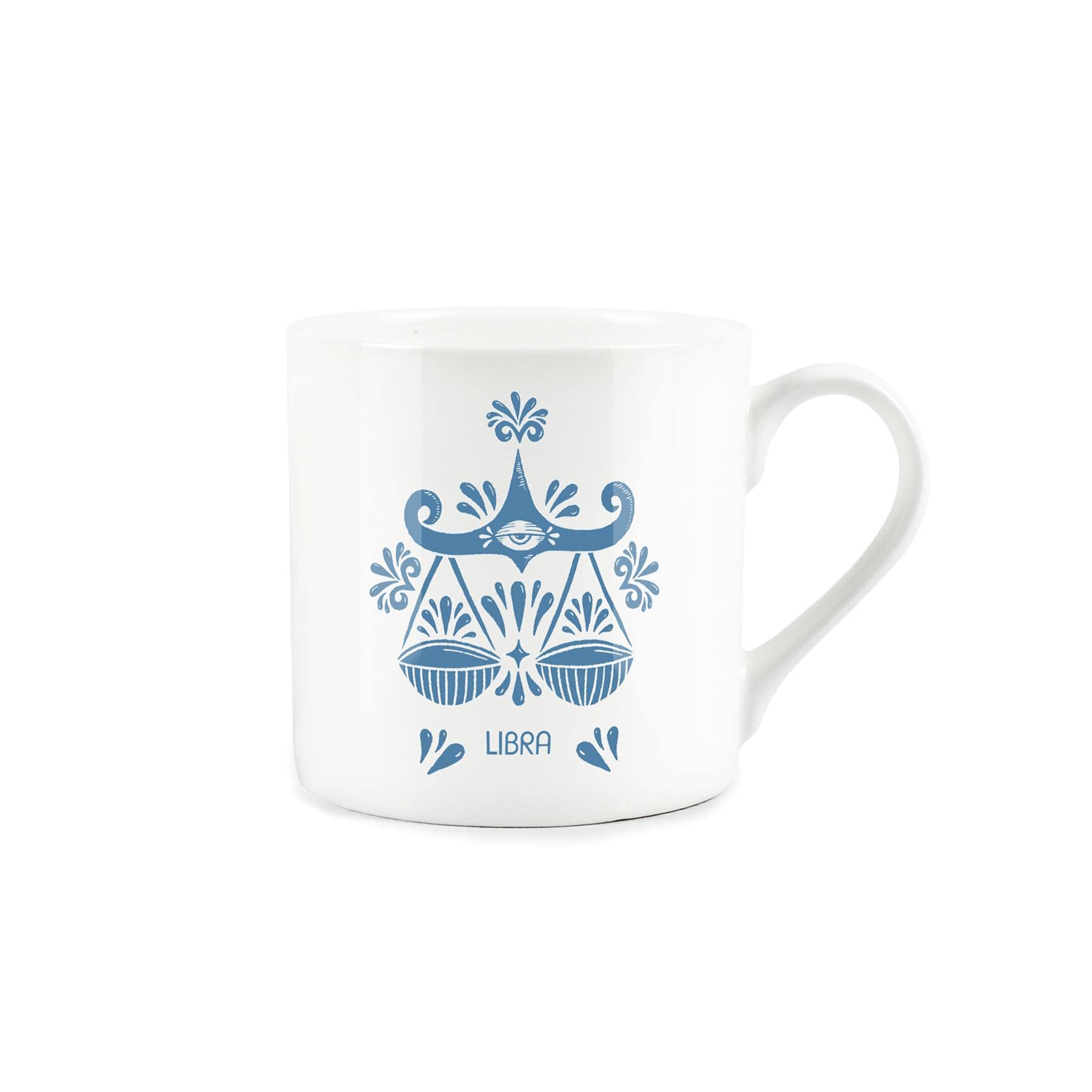 Purely Home Libra Mug - Pale Blue Star Sign - White Bone China Coffee/Tea Present Zodiac Gift