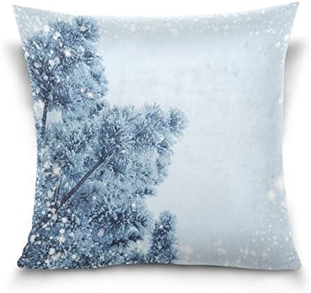 Ethel Ernest Home Decor Zippered Pillowcase Bling Snowflake With Tree Throw Pillow Cover Cases 18 x 18 Inches