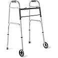 Dr. Dunley Lightweight Aluminum Walker with 5" Wheels, FSA/HSA Eligible, Easy Push-Button Mechanism