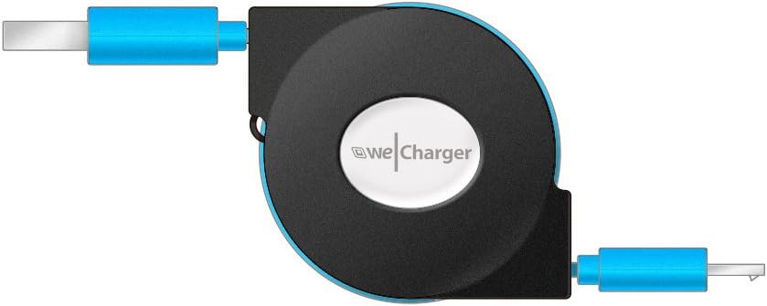 WeCharger Retractable 2A High-Speed Micro USB ChargeSync Cable - High-Speed A Male to Micro B Sync and Charger Cable For Samsung Galaxy S5 S4 S3/Note3 Note2/ HTC/ Google Smartphones Tablets Android Device - Black