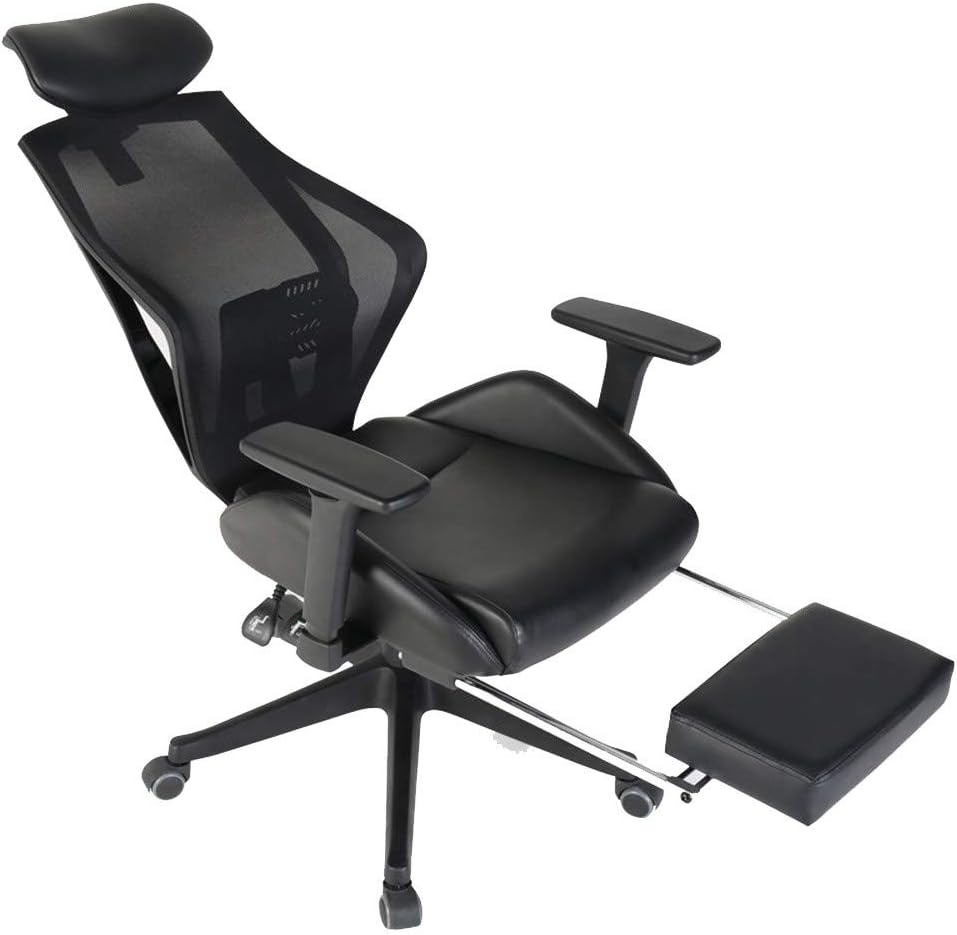 XMIMI Mesh Office Chair,Ergonomic Gaming Chair High back Swivel Computer Office Chair With Footrest (Black)