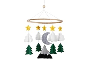 Sorrel + Fern Baby Crib Mobile - Starry Woodland Night, Short Evergreen - Nursery-Mobiles for Unisex Baby