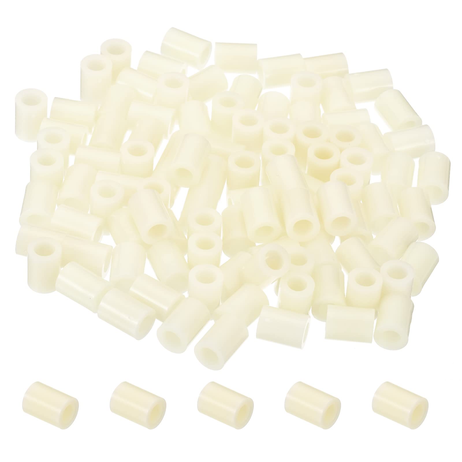 PATIKIL 5.2mm ID x 9mm OD x 12mm L Round Spacers Washers, 100 Pack ABS Plastic Standoff Gaskets for M5 Hardware Screws Bolts for 3D Printer Electrical Outlet, Beige — image 1