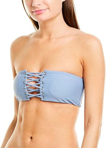 blue strapless bikini