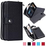 Dreams Mall(TM)New Arrival 2 in 1 Premium PU Leather Wallet Purse Case Protection for Samsung Galaxy Note 5 with Stand Flip Cover and Strap-Black