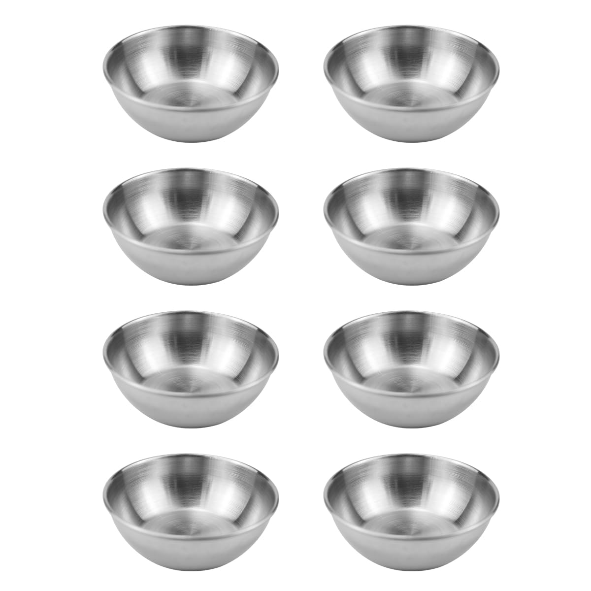 ZJIVQO 8PCS Sauce Dipping Bowls Stainless Steel Sauce Dishes Small Metal Bowl Silver Bowl for Kitchen Prep Dessert Dips Candy Dishes Stackable Bowls Sauce Dishes for Serving - 8.2cm