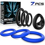 Silicone Cock Rings Set, Sexy Slave Stretchy Penis Rings for Longer & Harder Erection, Sex Toy for Men Couple(7pcs)