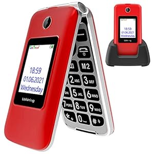 Ushining-Senior-Flip-Mobile-PhoneBig-Button-Mobile-Phone-For-ElderlyDual-SIM-Unlocked-Card-Long-Standby-with-28-Large-Screen-SOS-Button-FM-Radio-Torch-and-Charging-Cradle-Red USHINING Senior Flip Mobile Phone,Big Button Mobile Phone For Elderly,Dual SIM Unlocked Card Long Standby with 2.8…