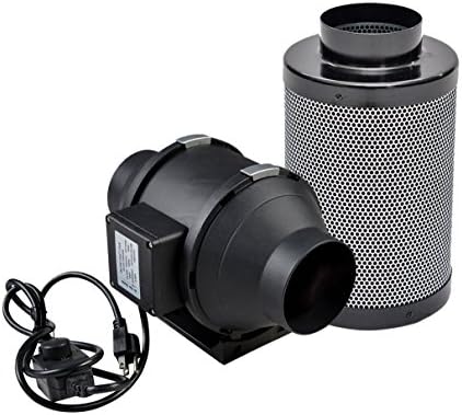 BuyHive 4 inch Inline Duct Fan with 4" Air Carbon Filter For Greenhouse Ventilation Hydroponic Grow Tent Kit