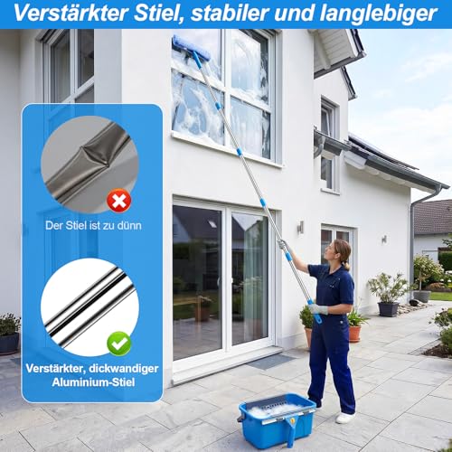 Window Cleaner Set, 3.25 m Professional Telescopic Rod Window Cleaning with Window Cleaning Bucket 12 L, Window Cleaner Set with 35.5 cm Window Wiper, Window Cleaning Set for Home, Window, Glass, Car