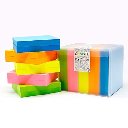 Sumste 3x3 Inches Sticky Notes Assorted Bright Neon Colors Self Stick Notes For Reminders Stick Firmly Clean Removal Easy Post Notes For School