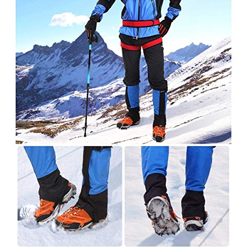 szlzhsm 19 Spikes Crampons Universal Flexible Anti-Slip Ice Grips Snow Traction Cleats Ice Spikes Crampon with Stainless Steel Chain for Climbing Hiking