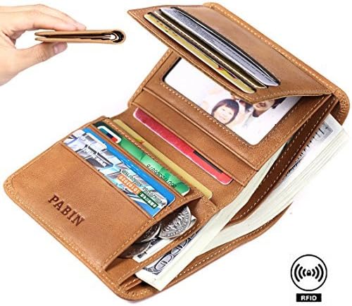 Pabin Mens Wallet Slim RFID Blocking Bifold Wallet for Men Trifold Leather Credit Card Holder