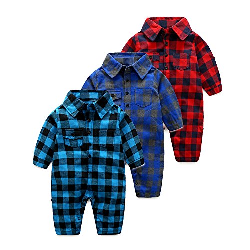 Alonea Newborn Baby Boys Girls Grid Bodysuit Outfit Costume Rompers Clothes