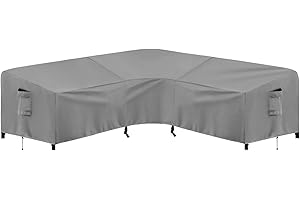 PureFit Outdoor Sectional Sofa Cover Waterproof V Shaped Patio Furniture Covers for Deck, Lawn and Backyard, 89”x89”, Gray