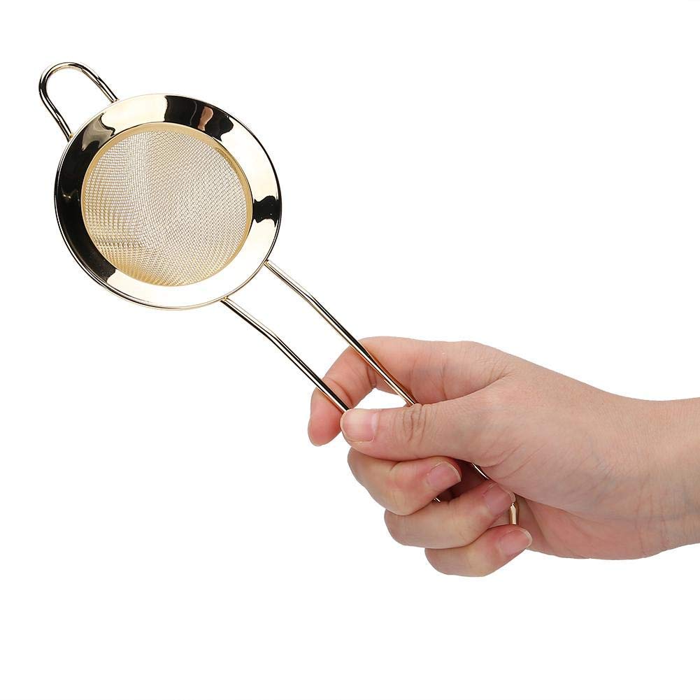 Powder Strainer, Stainless Steel Cone Shape Cake Powder Filter Cocktail Mesh Strainer Bar Accessories(Gold)