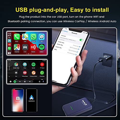 2023 Carlinkit 4.0 carplay Wireless Adapter, 2 in 1 no lag, auto Link