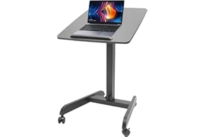 BEUIOSLYR Portable Podium Stand with Tilting Top, Multi-Angle Mobile Podium Desk Mobile Standing Desk Portable Rolling Laptop Lectern with Wheels for School, Home, Office (Black)
